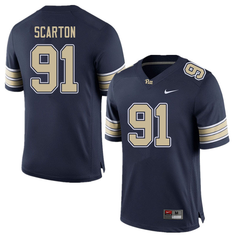 Men #91 Sam Scarton Pitt Panthers College Football Jerseys Sale-Home Navy